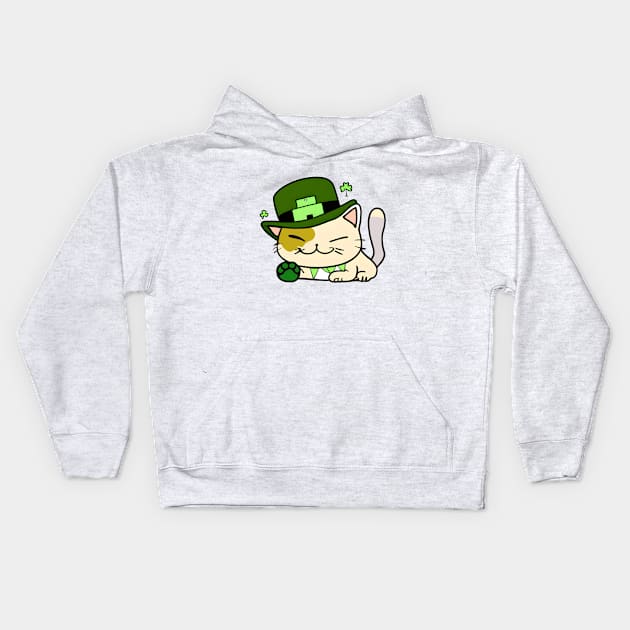 St. Catricks Day - Saint Patrick's Day - Cut Funny Cat - Kawaii Cat Kids Hoodie by 1FunLife